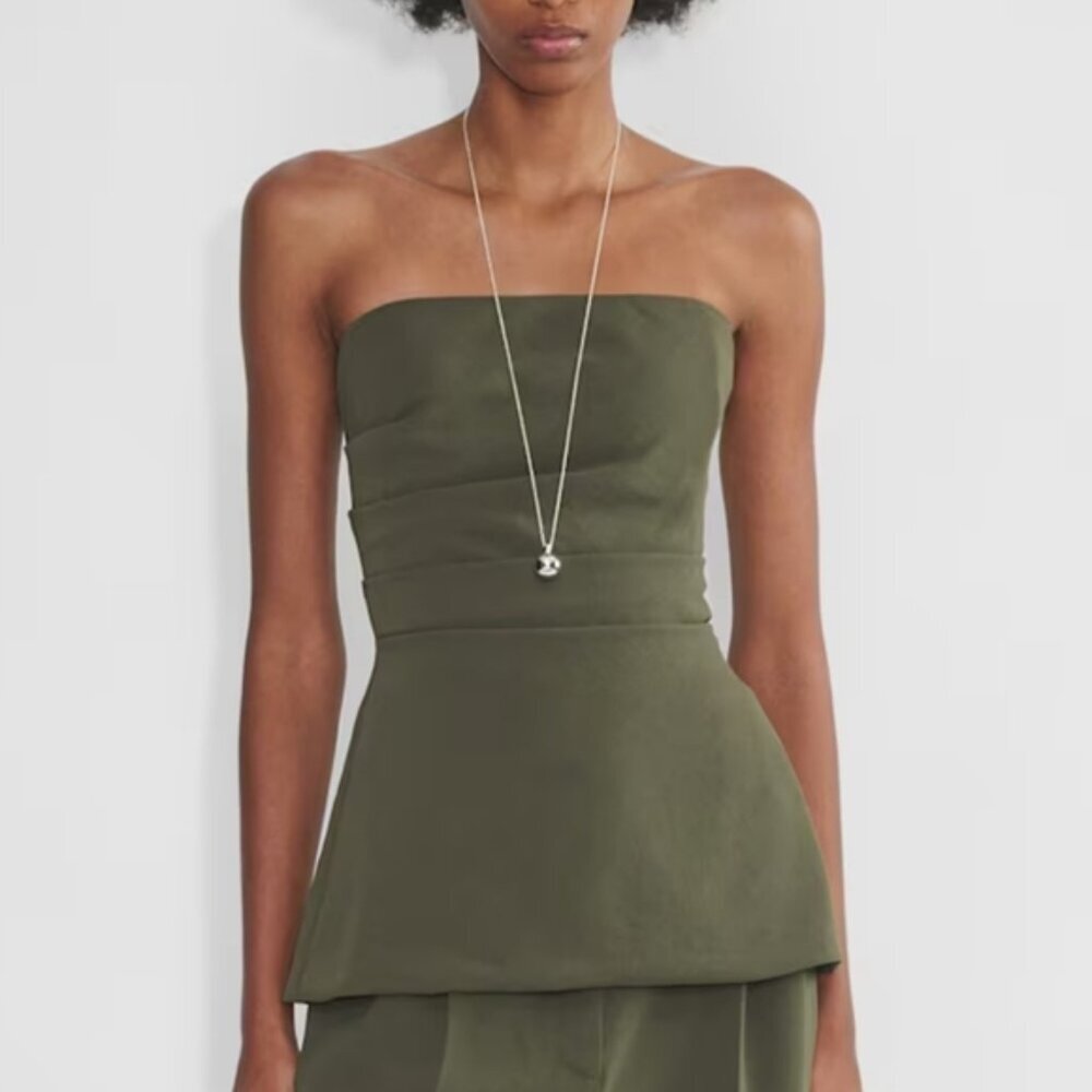 NWT WILFRED Lilou Tube Top Deep Olive Green Strapless XXS ARITZIA